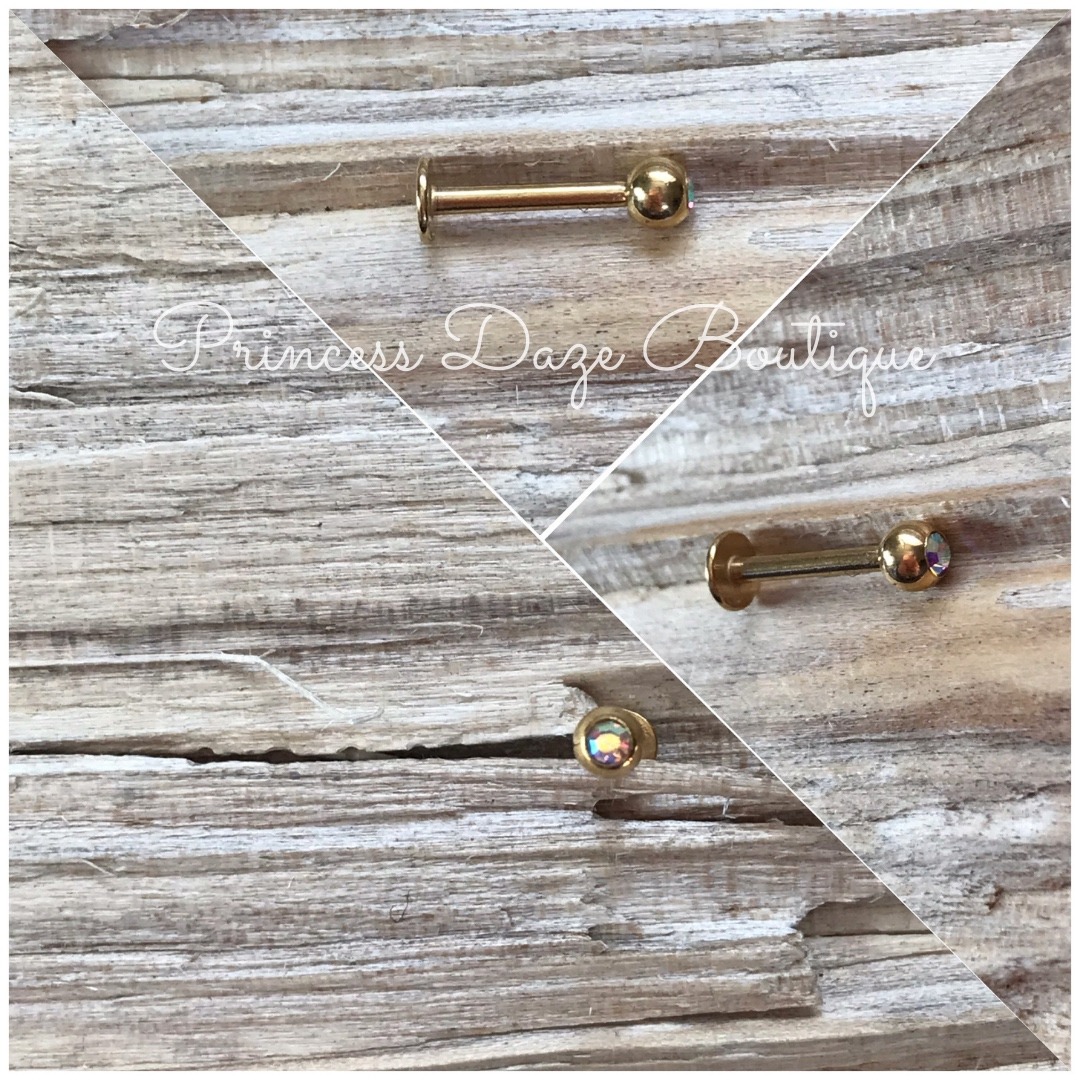 Gold Labret Monroe Lip Tragus Piercing